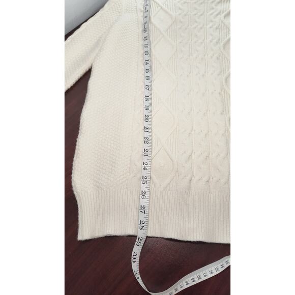Pretty Guide Soft Cable Knit Sweater Women's Size L Cream Turtleneck Long Sleeve - Picture 10 of 12